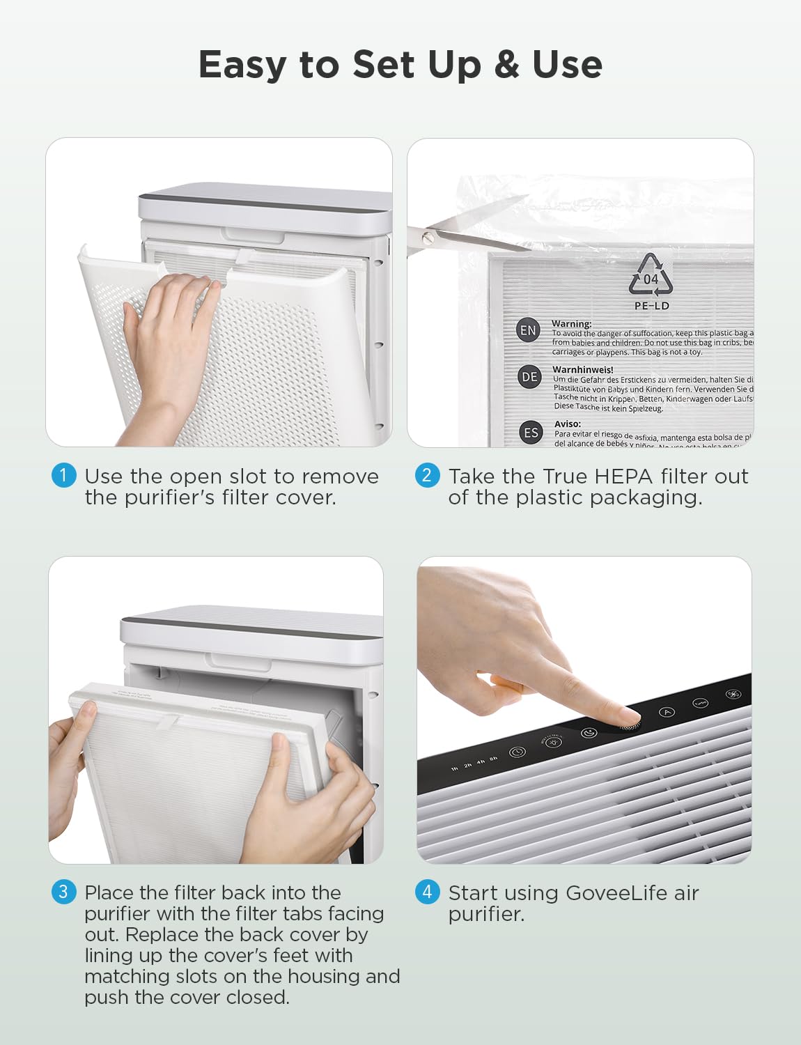 GoveeLife Air Purifier Replacement Accessories for H7124,H712C, 1 pack