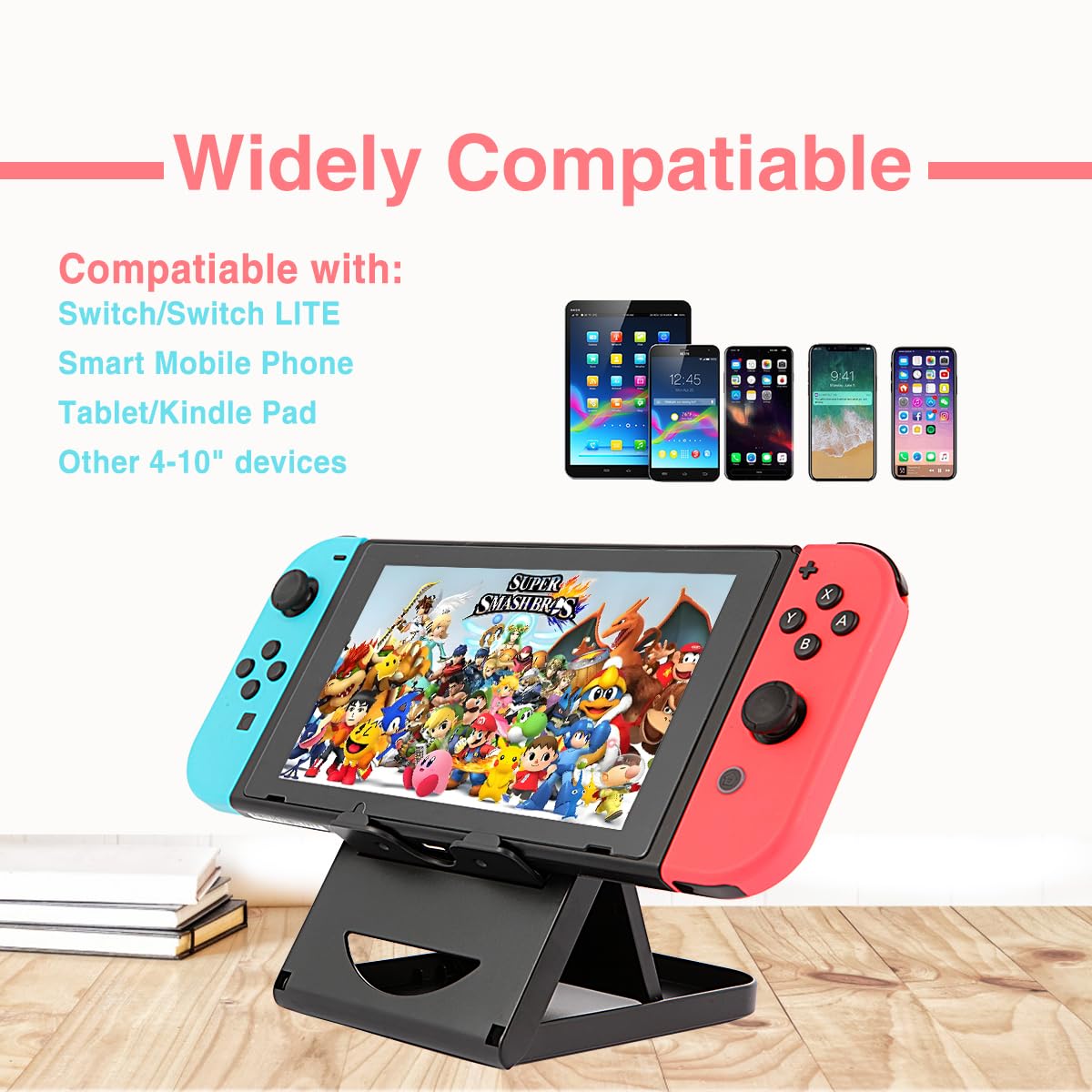 Nintendo Switch Stand/Switch LITE Stand,Foldable,Adjustable and Portable table play stand for N-switch console playing and charging,Compatible