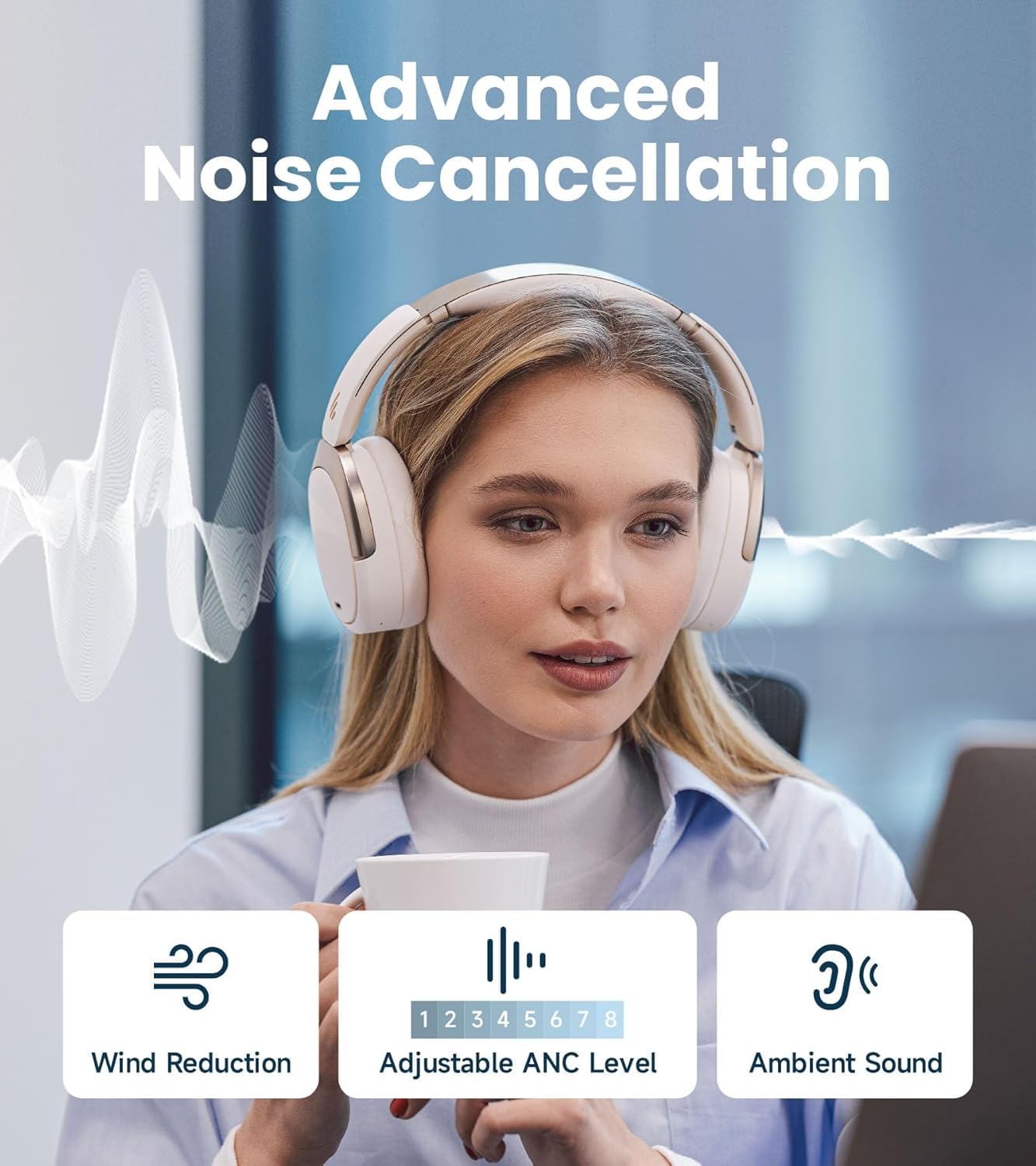 Edifier WH950NB Gen 2 Wireless Hybrid Active Noise Cancelling Headphones, Hi-Res Audio with LDAC 8-Level ANC, Spatial Sound 80H Playtime Bluetooth…