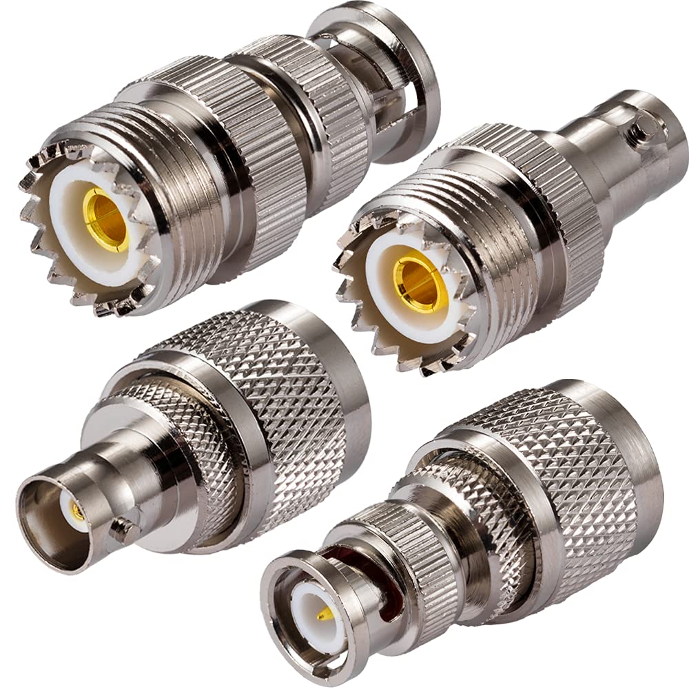 POBADY CB Radio Adapter SO239 PL259 UHF to BNC Antenna Adapter 4 kit for CB Antenna CB Aerial Ham Radio Walkie Talkie Handheld Radio Two Way Radio