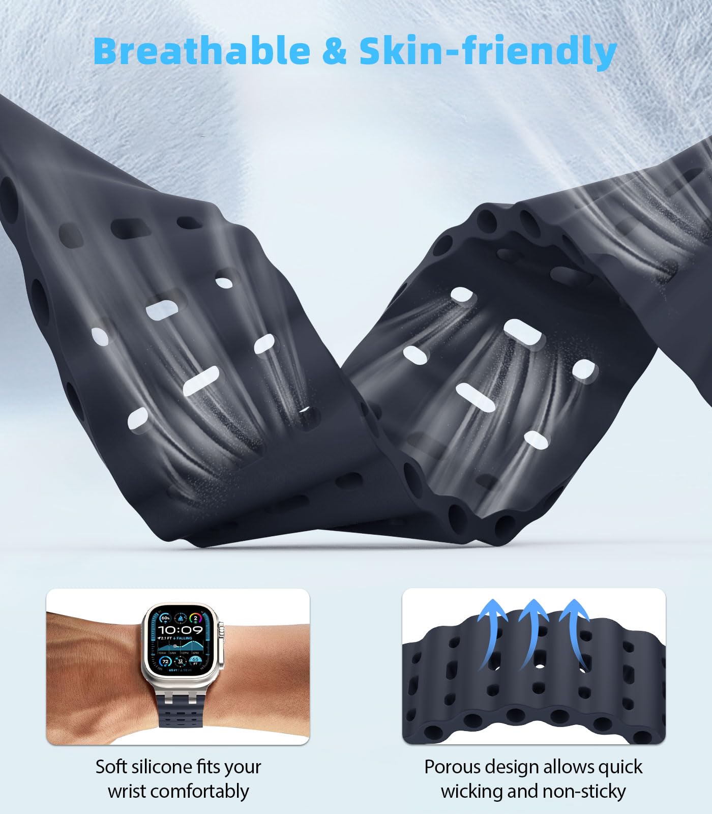 MoKo Upgraded Ocean Band Compatible with Apple Watch 42/44/45/46/49mm
