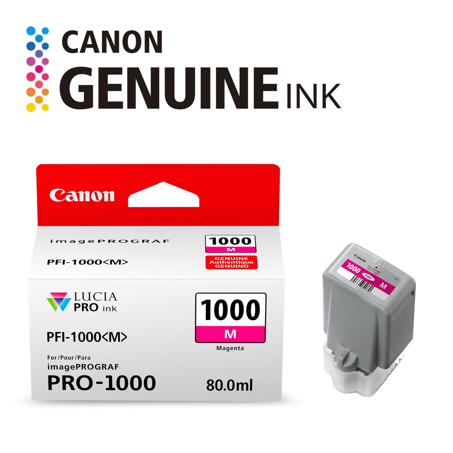 Canon PFI-1000 Genuine Magenta Ink Tank, Compatible with ImagePROGRAF PRO-1000 Printers