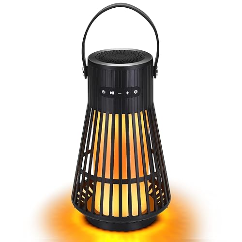 Outdoor Bluetooth Speaker with Flame Atmosphere, Led Waterproof Wireless Torch Speaker, Stereo Sound, Cool Gadgets for Camping, Yard, Party, Home