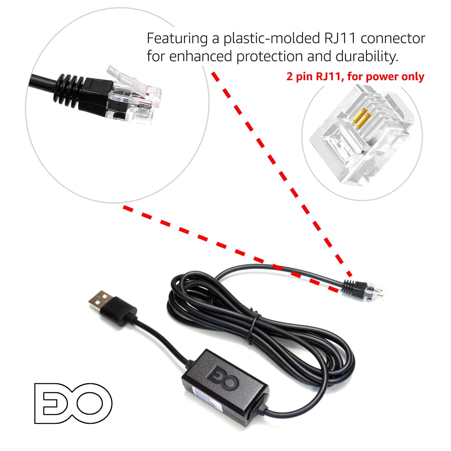 USB-C to RJ11 6 Ft Power Cord for Beltronic Sti Escort Passport Uniden Cobra Road Scout Radar Laser Detector