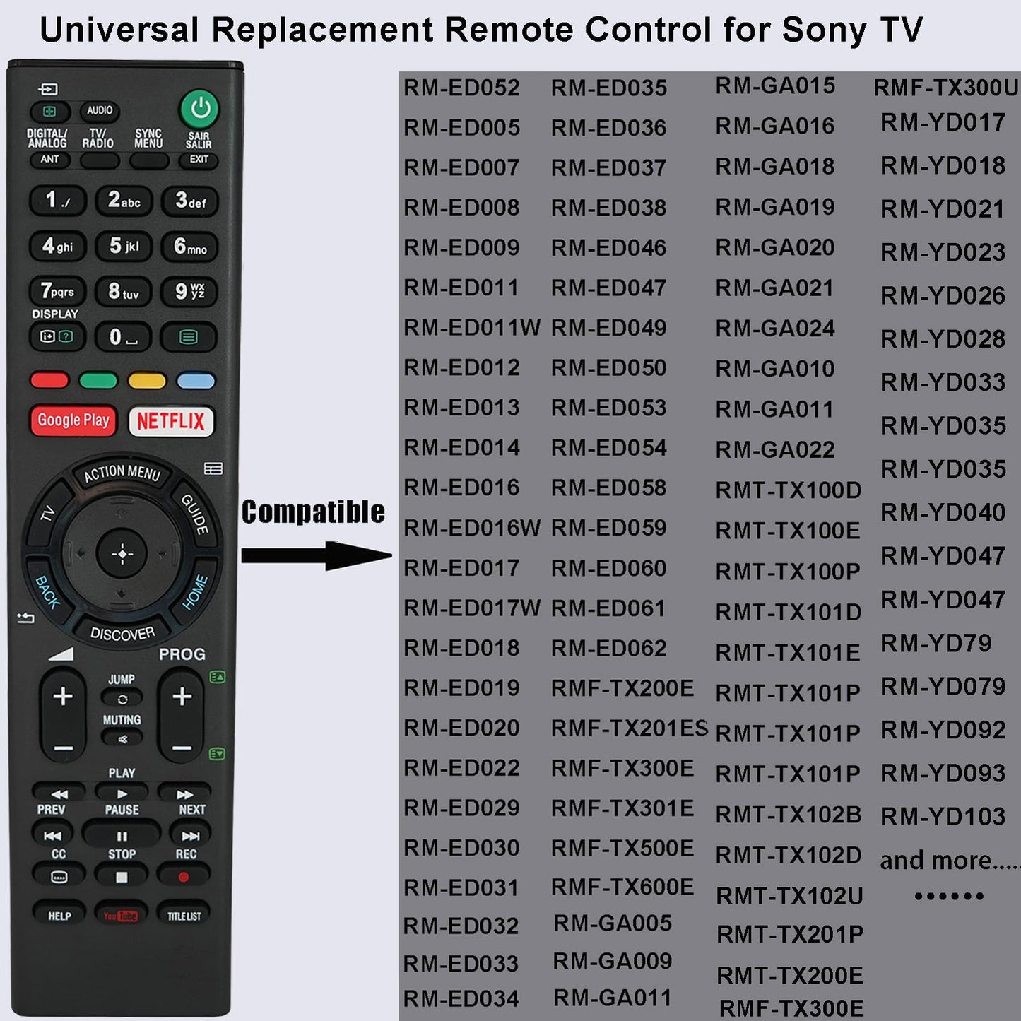 Replacement Remote Control fit for Sony Bravia TV X900F A8F A8G Series X830F X800G X750F X850F Z9F A9F OLED Series Television XBR65X900F XBR75X900F