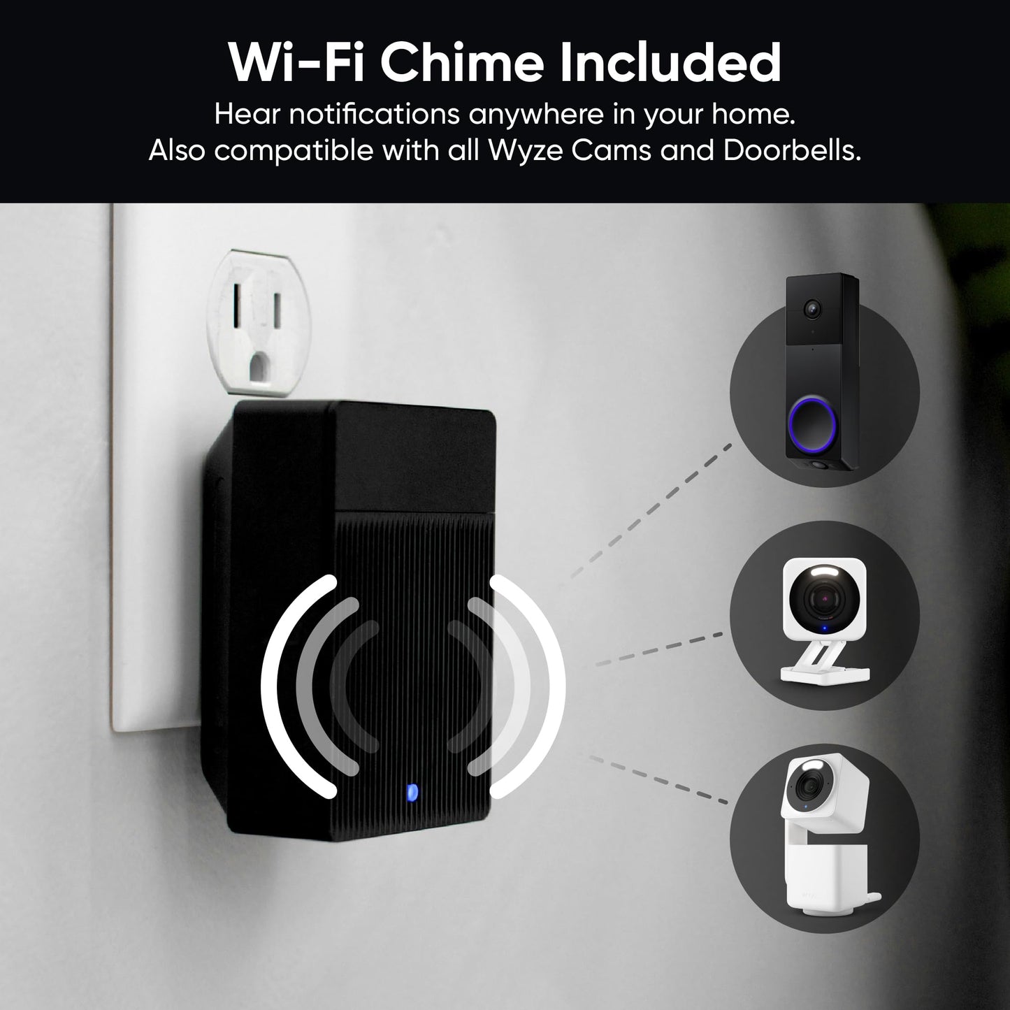 WYZE Wireless Duo Cam Video Doorbell (Chime Included), Battery Powered, 2K Full HD Video, 2 Cameras (People and Package), 2-Way Audio, Color Night