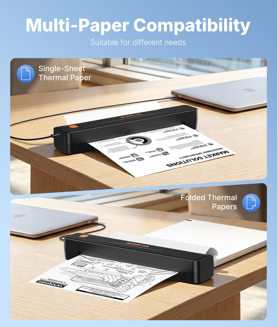 Rongta Thermal Portable Printers Wireless for Travel, Bluetooth Mobile Printer, Inkless Printer for School/Office/Home Use, Compatible