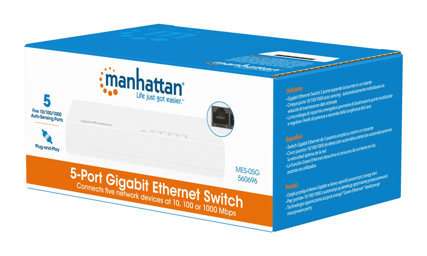 Manhattan 5-Port Gigabit Ethernet Switch, Desktop, IEEE 802.3az