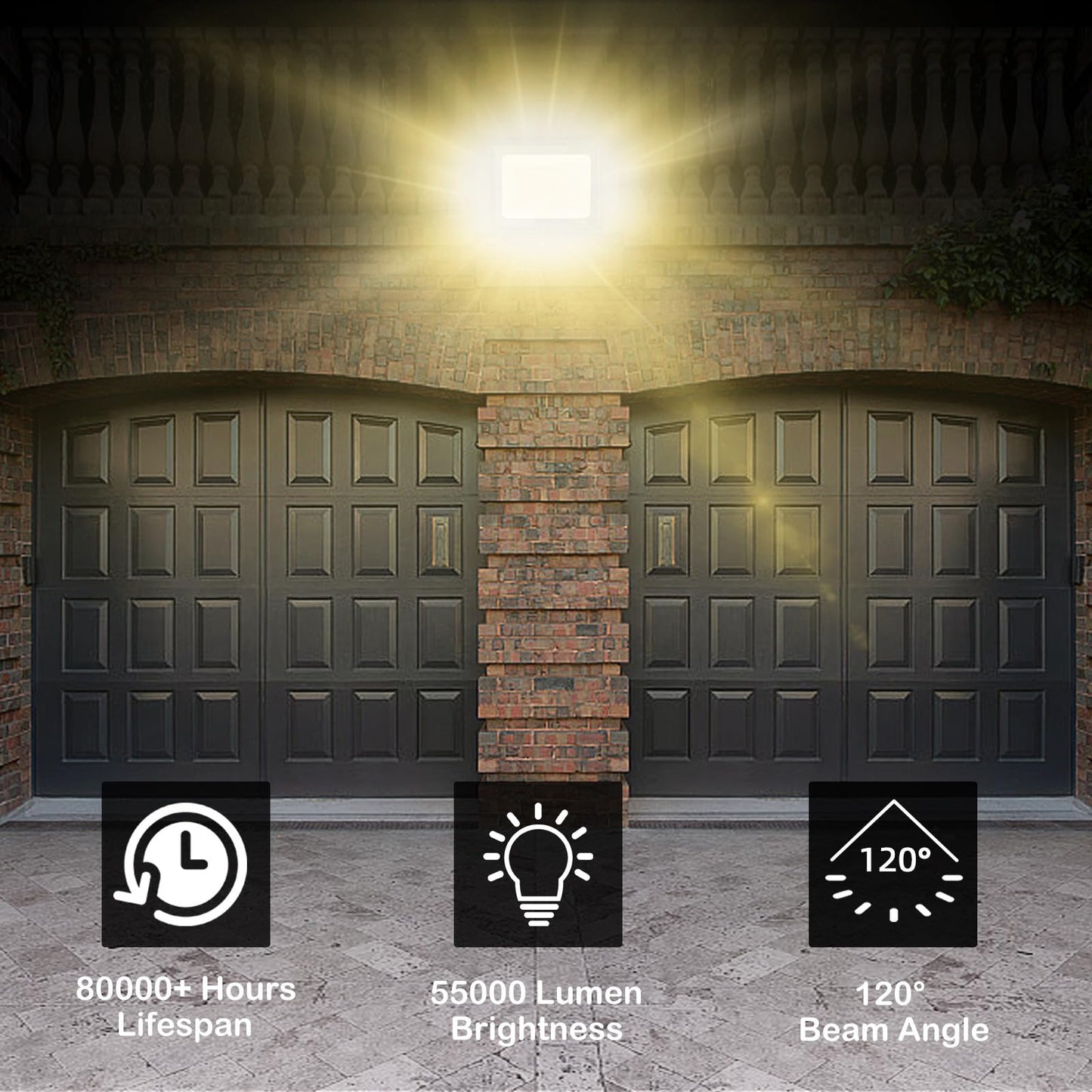 Gopretty 500W Warm White LED Flood Lights Outdoor 2 Pack, 55000LM Super Bright Security Lights with Plug, Commercial Arena Lighting for Yard Court