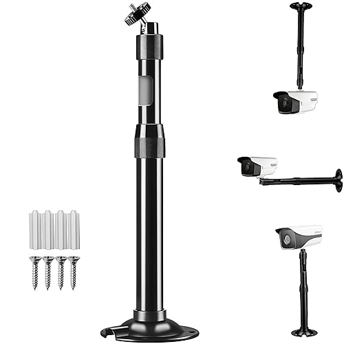 Coolotic Adjustable Telescopic CCTV Camera Mount Bracket - Wall & Ceiling Compatible for Surveillance Bullet Cameras, IP Cameras & More