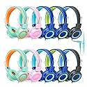 CN-Outlet 10 Pack Classroom Headphones Bulk for K-12 School Kids, Class Set Headphones for Students Teens Library Computer Testing Centers (Mixed…