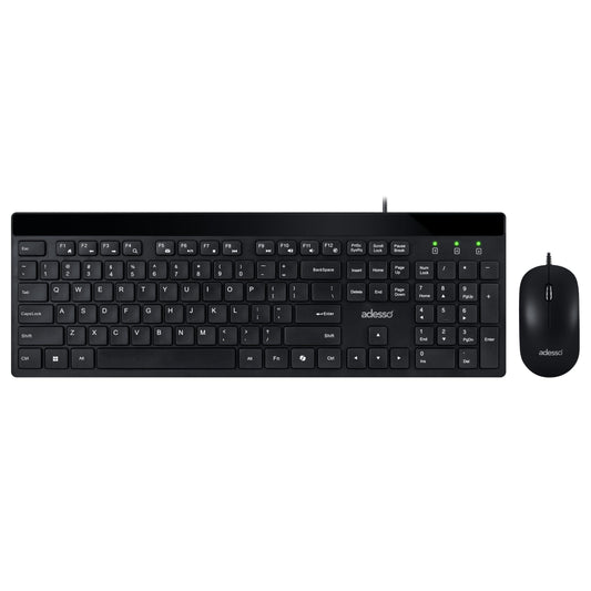 Adesso Wired USB Keyboard and Mouse Combo, 104 Key, Copilot AI Hotkey