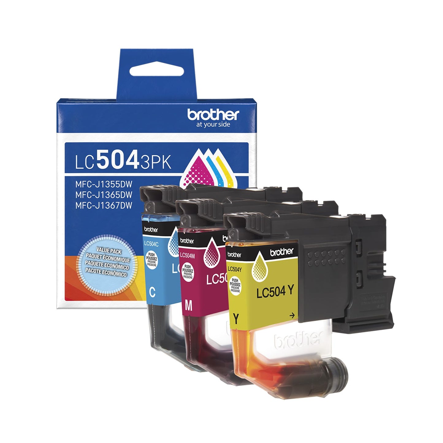 Brother Genuine LC5043PK Standard Yield Cyan, Magenta, and Yellow Ink Cartridges (for use INKvestment 1355, 1365, and 1367 Printers)