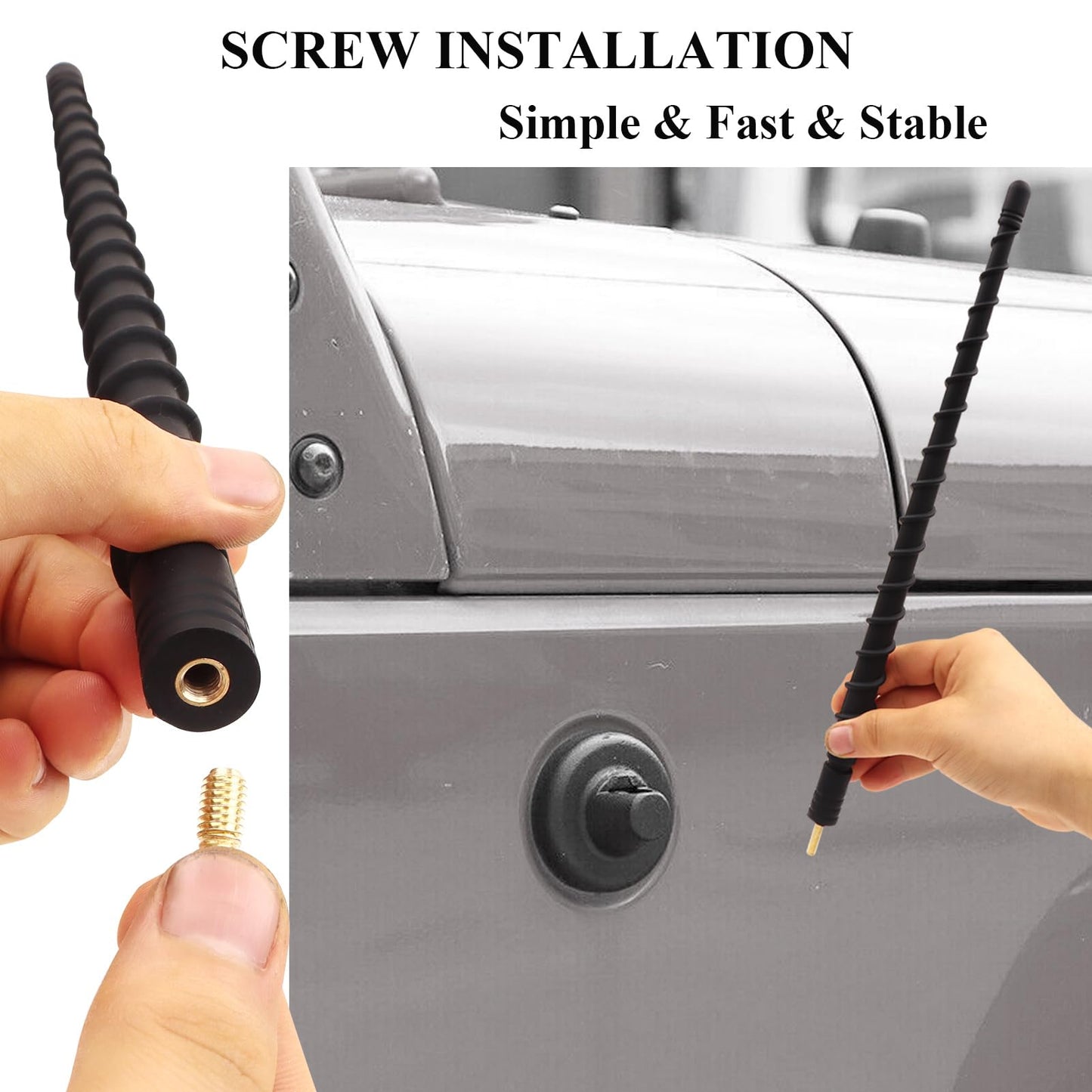 Jamscar Short Antenna for Jeep Wrangler Gladiator Accessories JL JK Rubicon Sahara Unlimited Sport 4xe Willys Mojave 2007-2026, 13" Rubber Truck