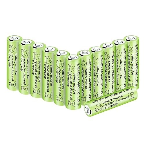 Fytoo 12PCS 1.2V 1800mAh Ni-MH AA Batteries for Wireless Microphone, Electric Toys,Remote Control Mouse, Calculator, Shaver, Keyboard, Household…
