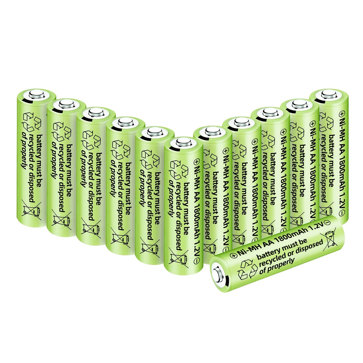 Fytoo 12PCS 1.2V 1800mAh Ni-MH AA Batteries for Wireless Microphone, Electric Toys,Remote Control Mouse, Calculator, Shaver, Keyboard, Household…