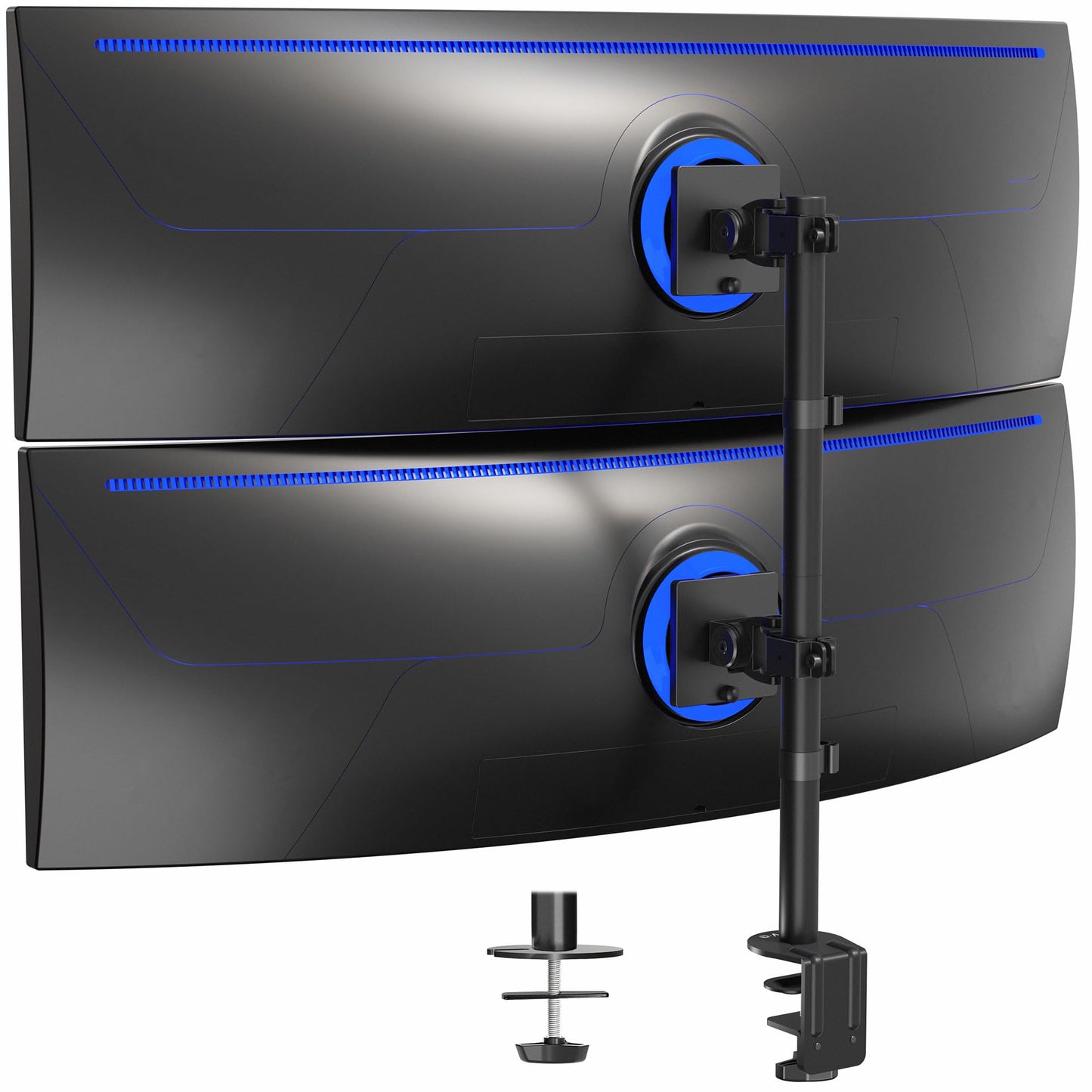 VIVO Dual Vertically Stacked Ultra-Wide Monitor Desk Mount for up to 49 inch Ultrawide Screens, Extra Tall Heavy Duty Adjustable Stand Holds 44 lbs