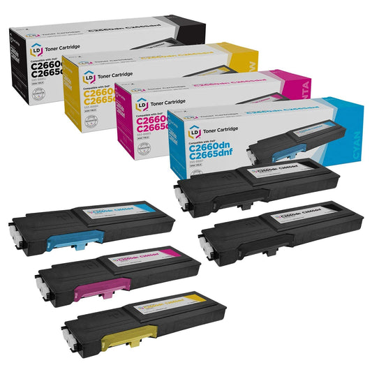 LD Products Compatible 593 Replacement for Dell C2660dn & C2665dnf High Yield Printer Toner Cartridges (2 Black 593-BBBU, 1 Cyan 593-BBBT, 1 Magenta