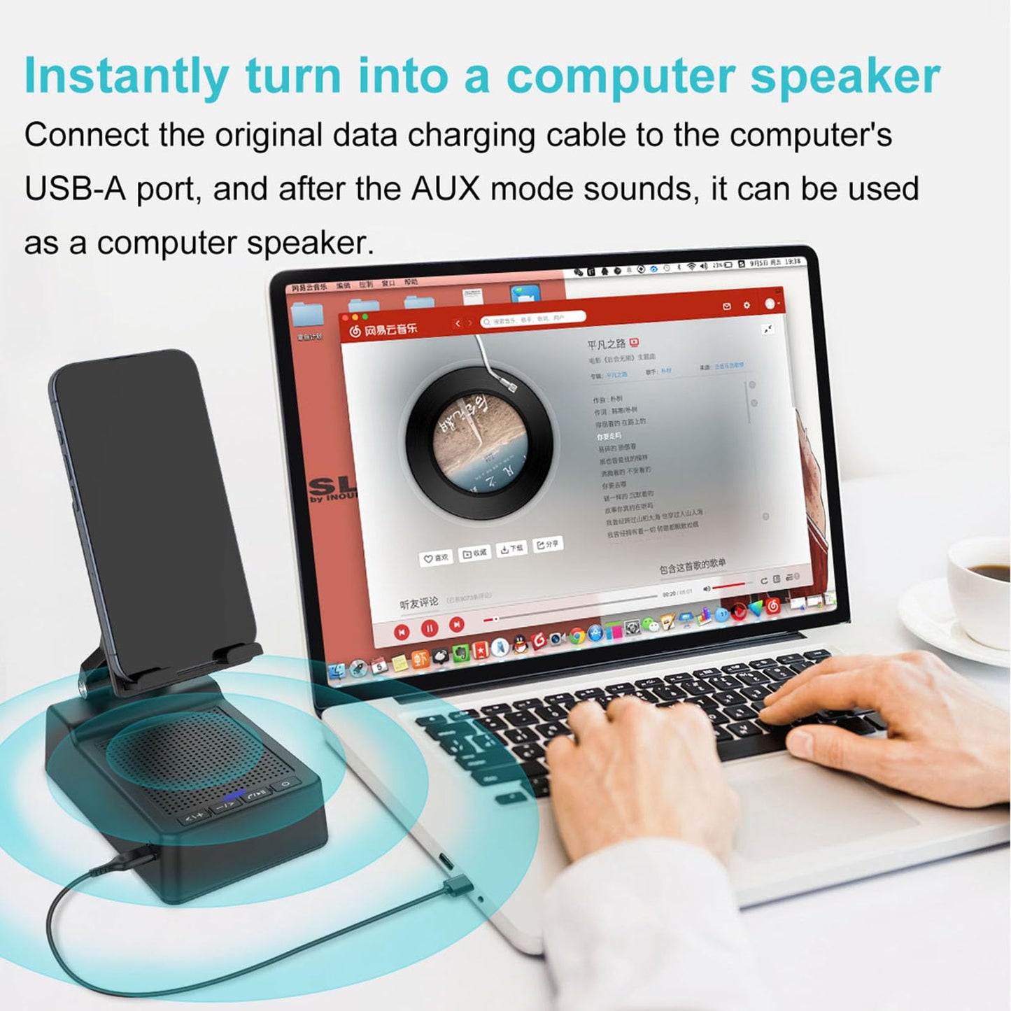 Fanlory Birthday Gifts for Men,Cell Phone Stand with Wireless Bluetooth Speaker and Antislip Base HD Surround Sound for Home with Bluetooth Speaker