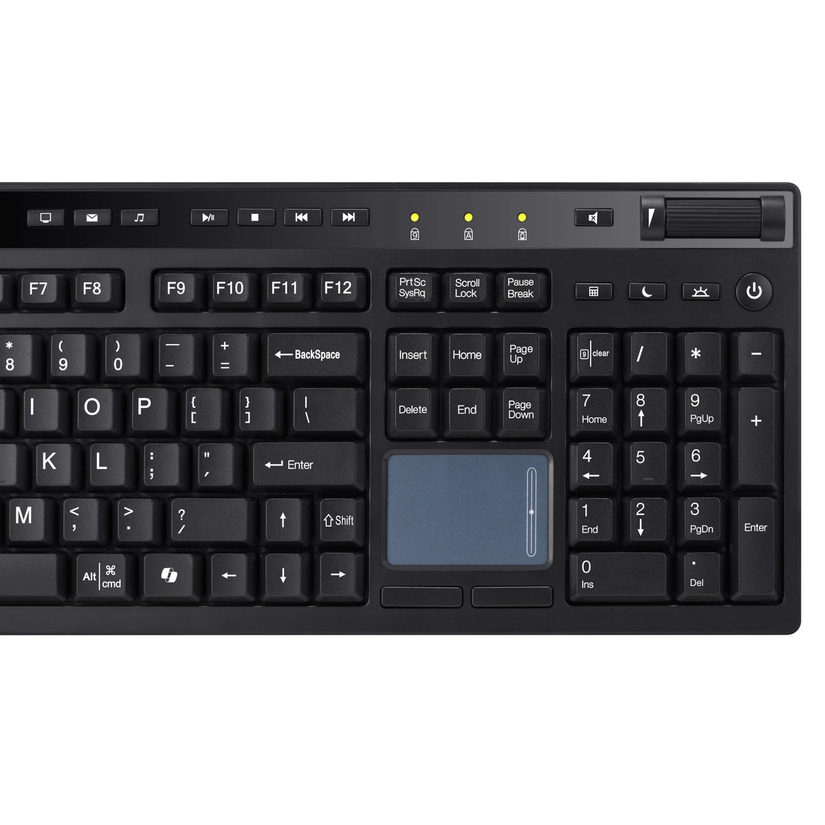 Adesso Wireless Keyboard with Touchpad 104 Key Full Size USB Dongle Receiver Multi OS Support Works with MacOs System & Multimedia Hotkeys Volume