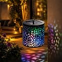 Hanging Solar Lights Outdoor Waterproof: RGB Hanging Lights with S Hooks Decor Iron Art Outdoor Solar Lantern in Garden, Pathway,Yard, Front Door