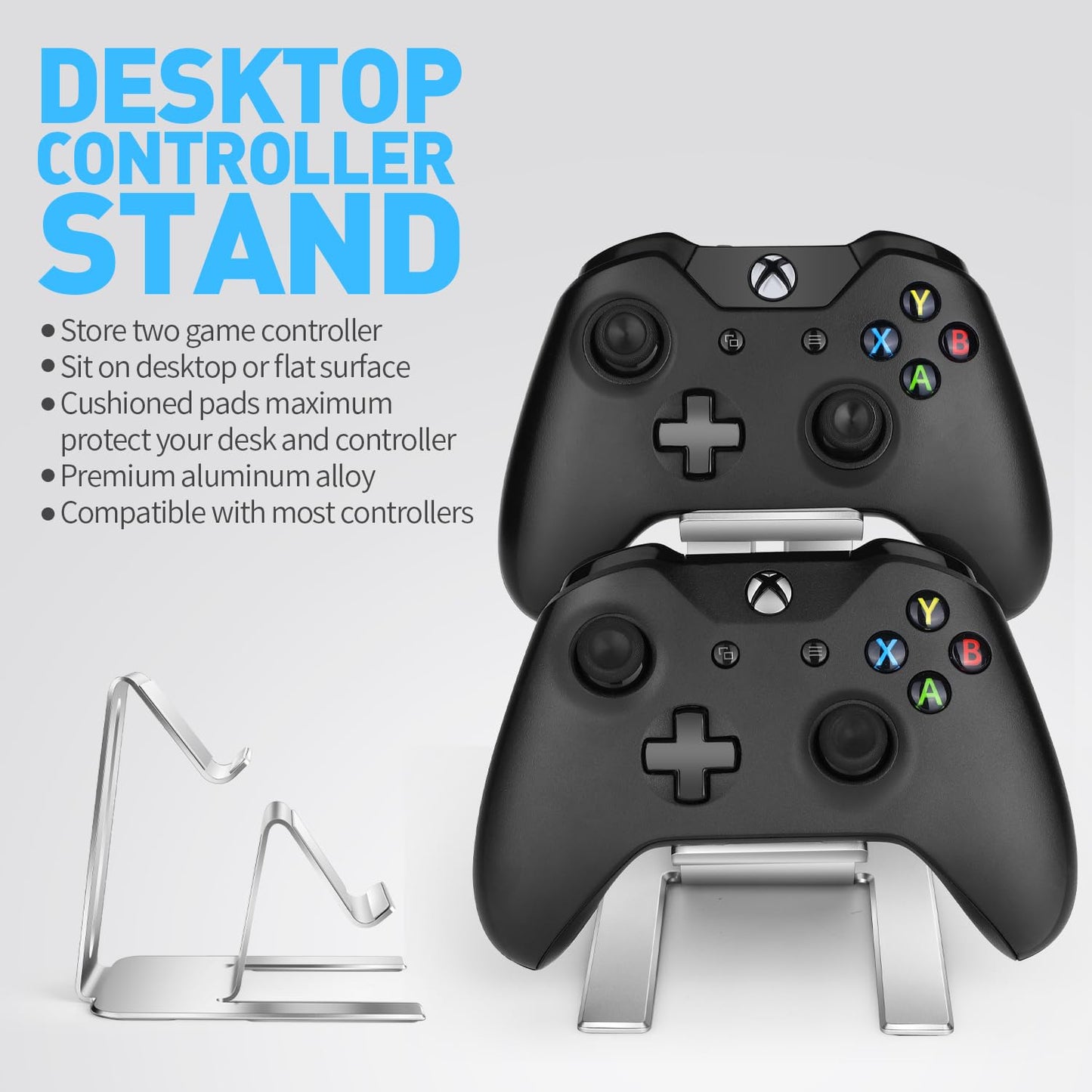 Controller Holder - 2 Tier Universal Aluminum Display Stand Accessories PC Gaming Desk Decor Stuff Gamer Gifts for Xbox Series X S, Elite 2, PS5, PS4