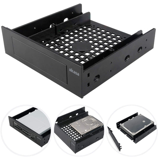 Akasa 3.5" Device/SSD/HDD Adapter | 5.25" to 3.5" Bay Adapter | 2.5/3.5 Inch Hard Drive Enclosure | SSD Mounting Bracket | for 5.25 inch PC Front Bay