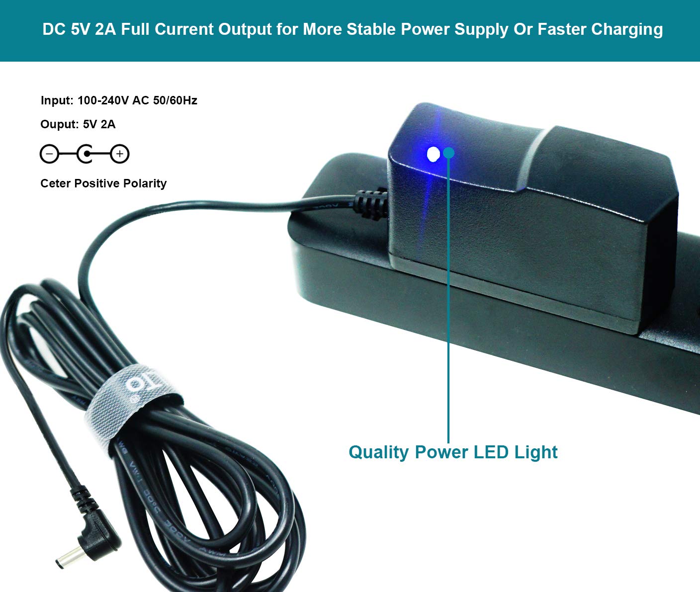 5V DC 2.0A Wall Adapter AC Power Supply 5V DC 2A 3.5mm/1.35mm Class 2 Transformer