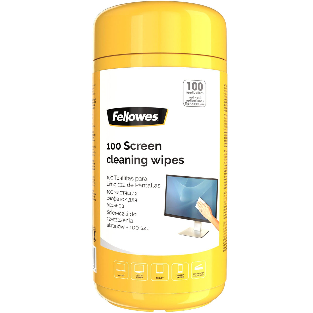 Fellowes Pre-Moistened Screen Cleaning Wipes, 100 per Tub (99703)