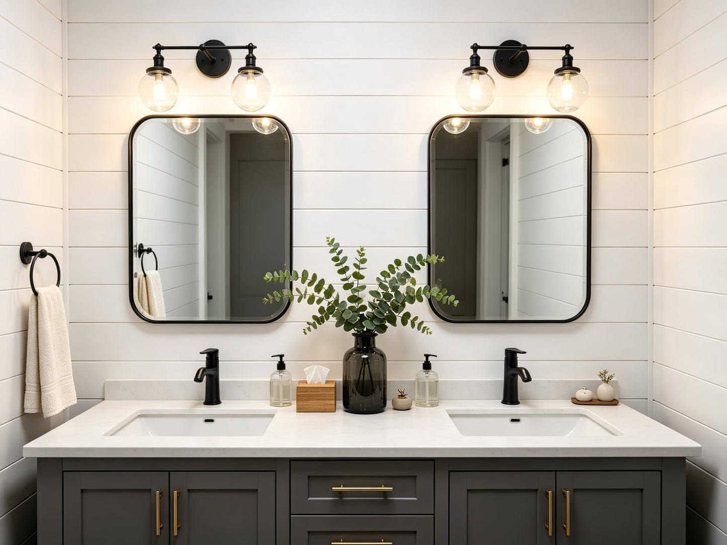 Phansthy Vintage Wall Sconce with Switch, 180 Degree Adjustable Hardwired Bathroom Vanity Light, Industrial Wall Light with 5.9" Globe Glass Shade