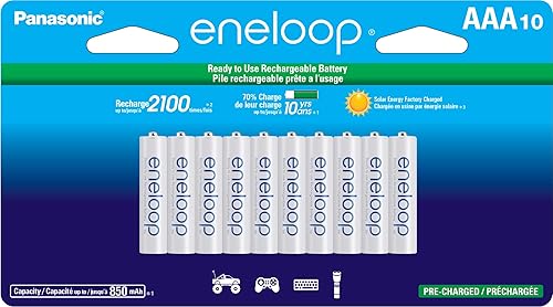 Eneloop Panasonic BK-4MCCA10FA AAA 2100 Cycle Ni-MH Pre-Charged Rechargeable Batteries, 10-Battery Pack