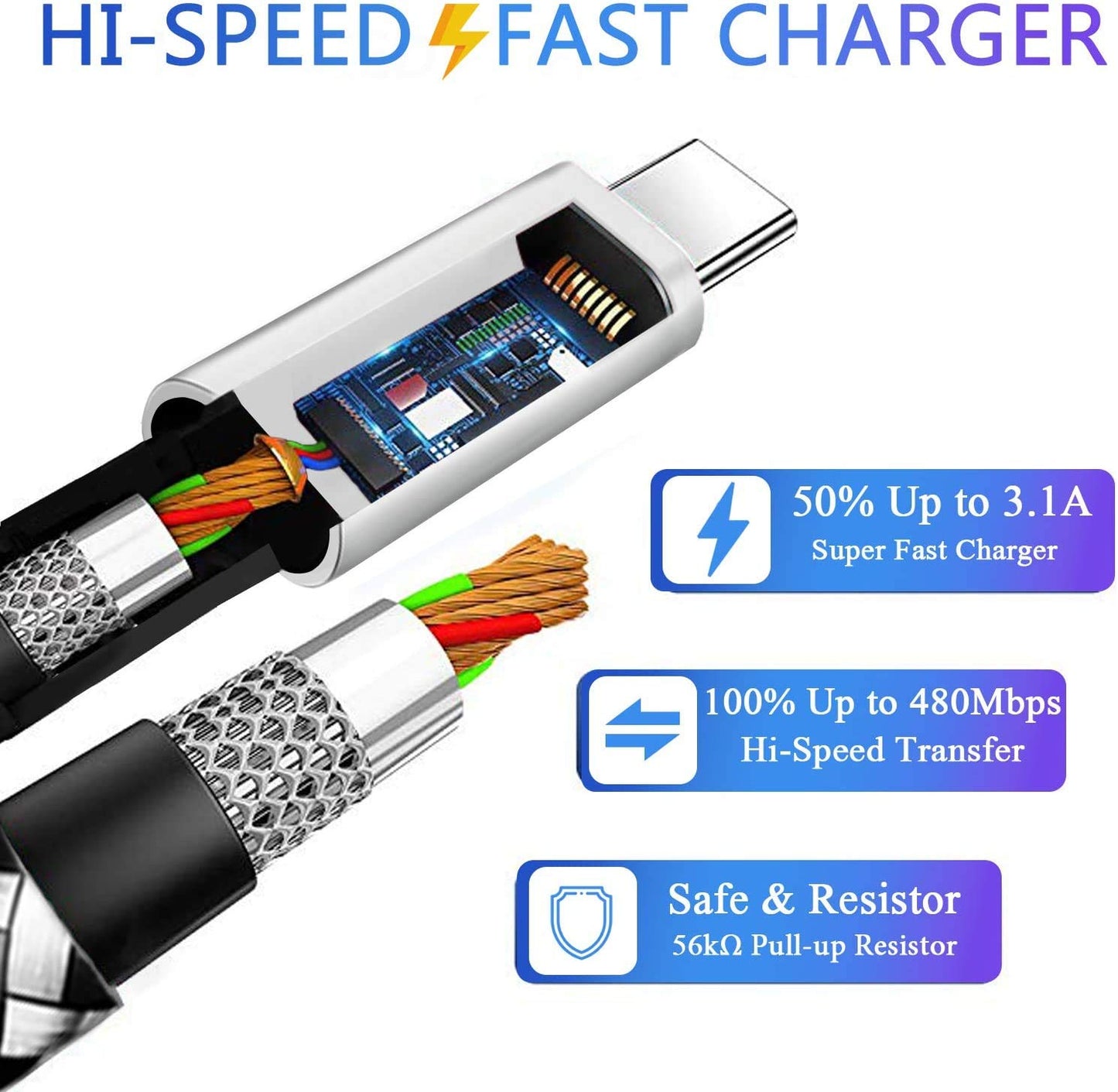 USB C Charger Cable 10-FT 2Pack Cord for Samsung Galaxy A20 A21 A01 A32 A42 A53 A54 5G A03S S9 Plus S9+,Tab A 10.1 8.0 2019/10.5 2018,S22 Plus