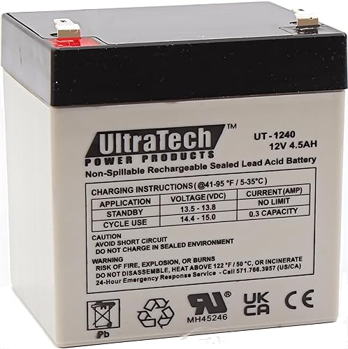 UltraTech UT-1240 / UT-1250-F1 12V, 4.5Ah Sealed Lead Acid Alarm Battery UT1240 UT-1250-F1 ISO9001