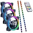 DS 120MM LED Addressable RGB Case Fan with Controller for Computer Cases, Side Lighting for PC CASE, CPU Coolers, Radiators System (3pack RGB Fans