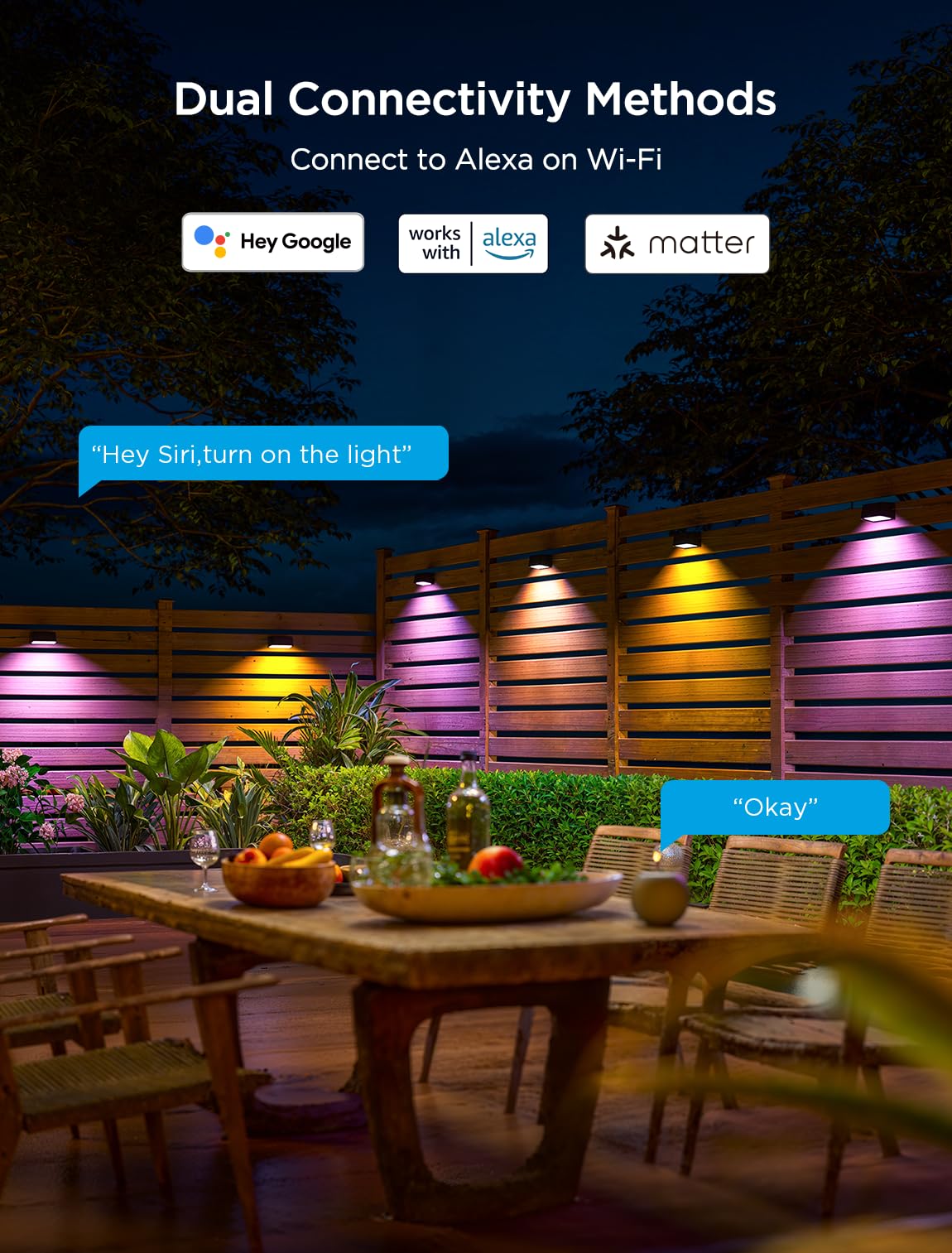 Govee Outdoor Deck Lights, RGBIC Outdoor Lights with 4000K White Light, IP65 Smart Fence Lights with App Control, Voice Control, LED Path Light