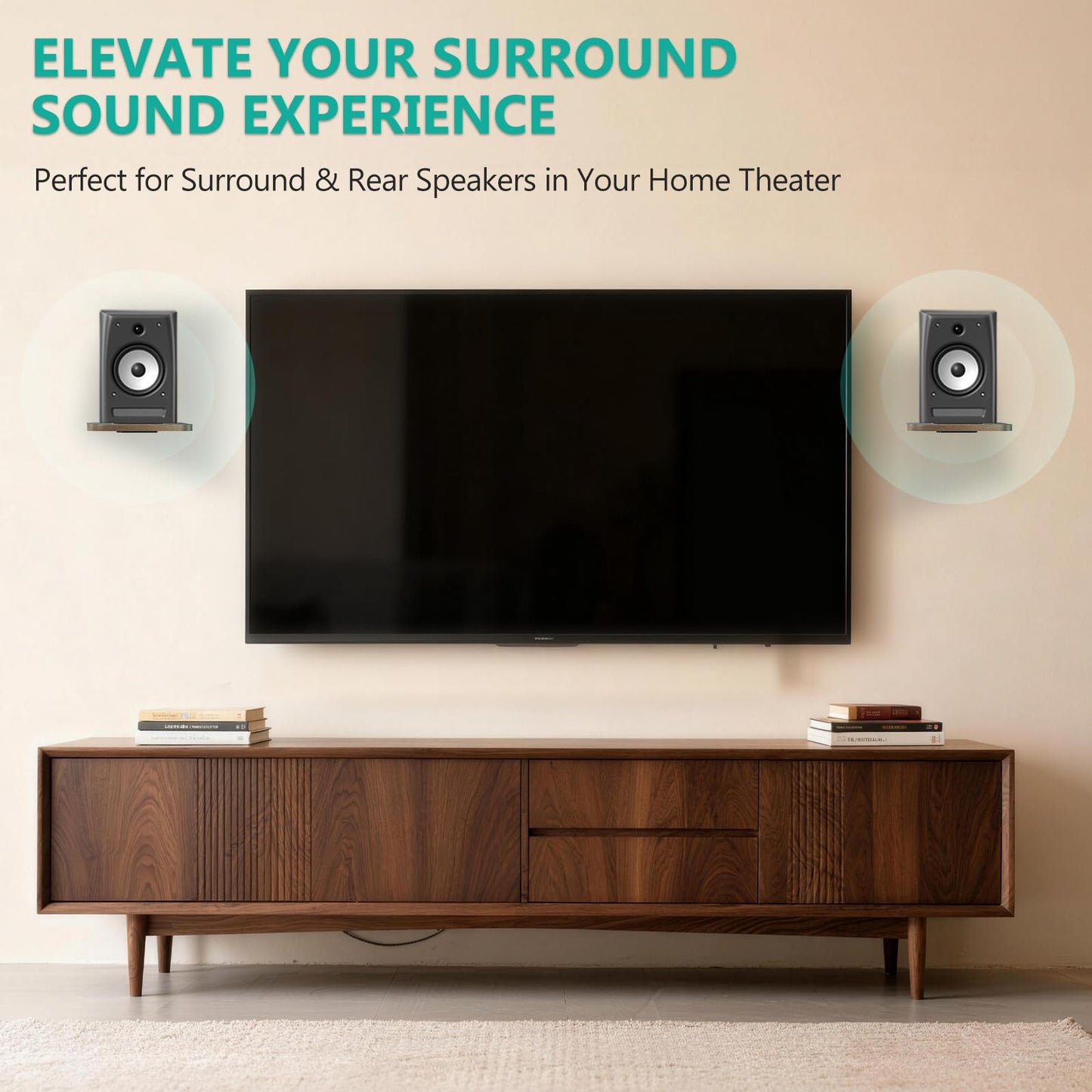 WALI Speaker Wall Mount, Heavy Duty Bookshelf Speaker Floating Wall Shelves, Surround Sound Speakers Stand for Living Room, Home Theater and Gaming