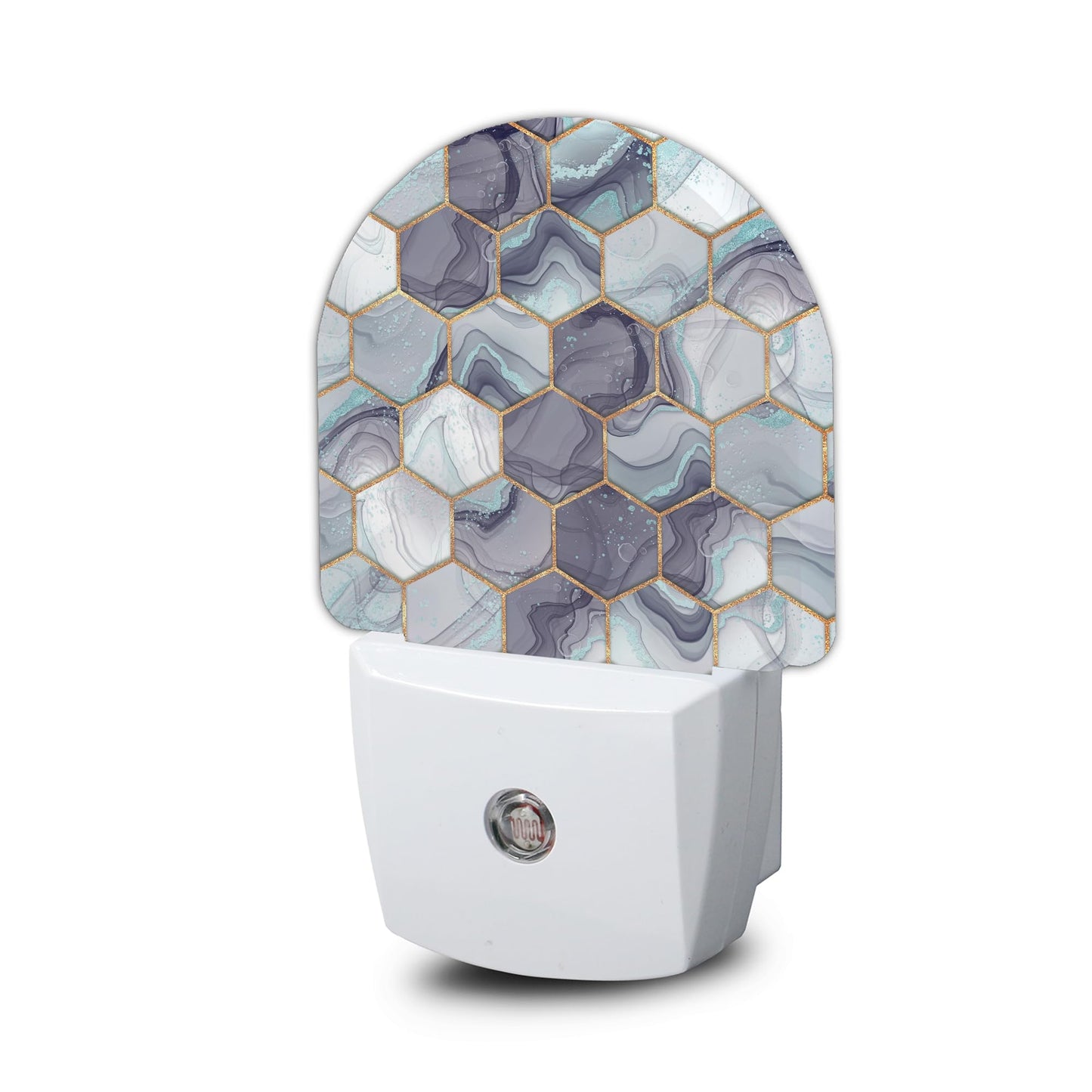 ZTHLL Hexagon Golden Blue Marble Night Light, Night Light Plug into Wall with Dusk to Dawn Sensor, LED Lamp Energy Saving Lights for Men Women Boys