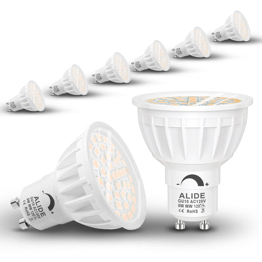 ALIDE GU10 Led Bulbs Dimmable 2 Prong Replace 50W Halogen 120V for Track