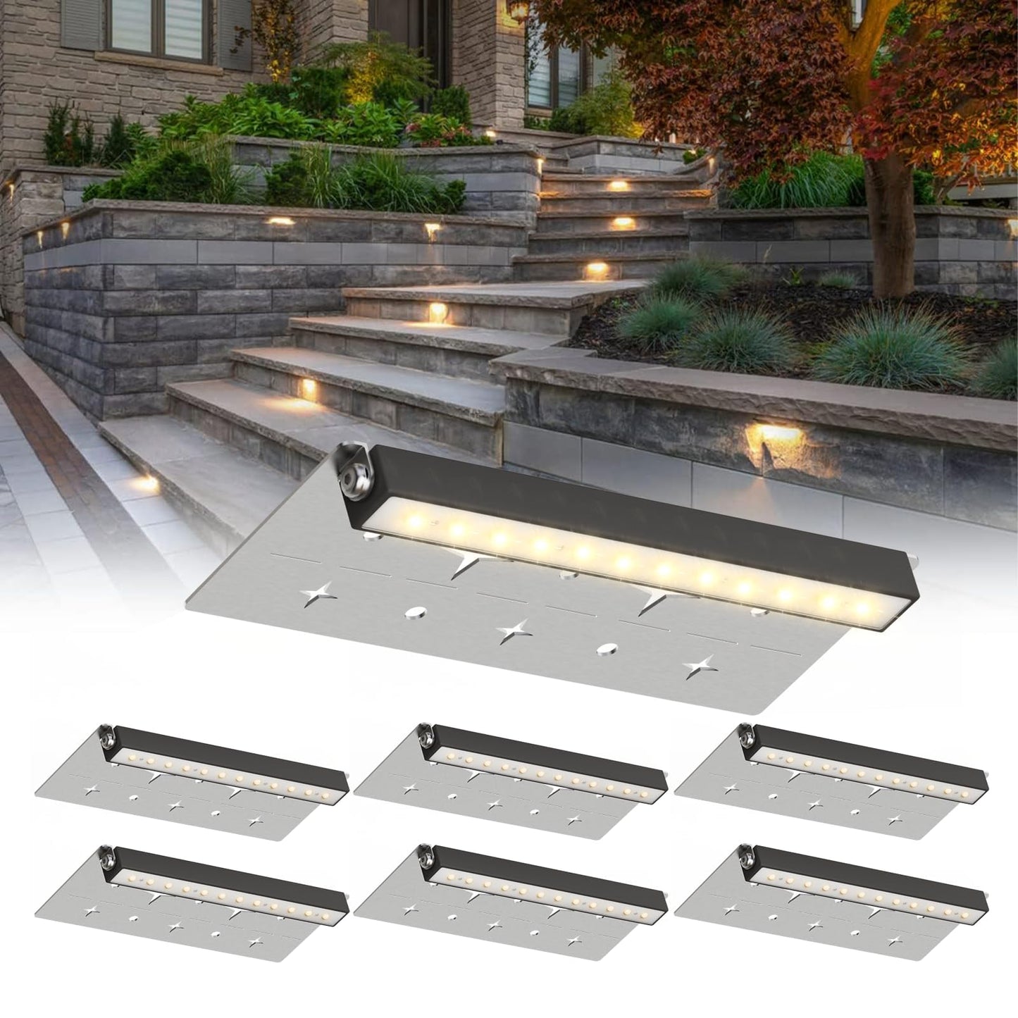 HIBOITEC Hardscape Lighting Low Voltage 7 Inch LED Retaining Wall Lights IP67 Waterproof for Outdoor Patio Pathway Stairs Landscape Steps AC/DC 12-24V