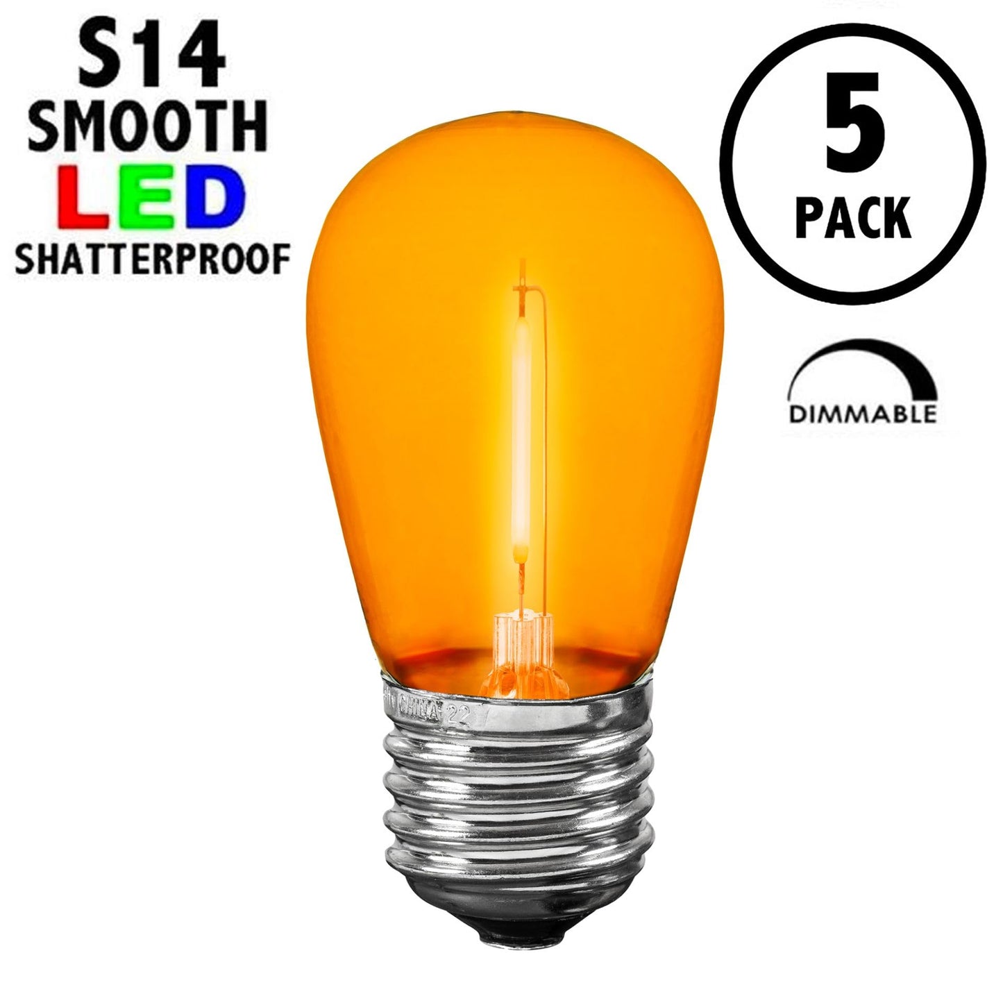 Novelty Lights Outdoor String Light Replacement Bulbs, 5 Pack S14 LED