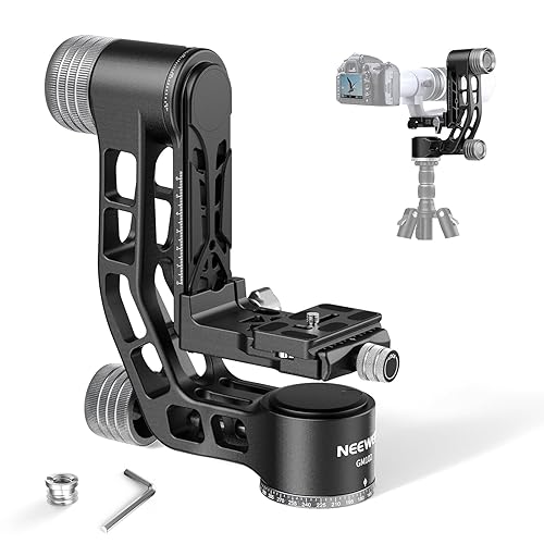 NEEWER GM102 Gimbal Head for Tripod Monopod Telephoto Lenses, 360° Panoramic Camera Tripod Head, 3 Axis Adjustment, Heavy Duty CNC Aluminum Alloy