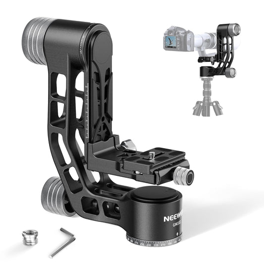 NEEWER GM102 Gimbal Head for Tripod Monopod Telephoto Lenses, 360° Panoramic Camera Tripod Head, 3 Axis Adjustment, Heavy Duty CNC Aluminum Alloy