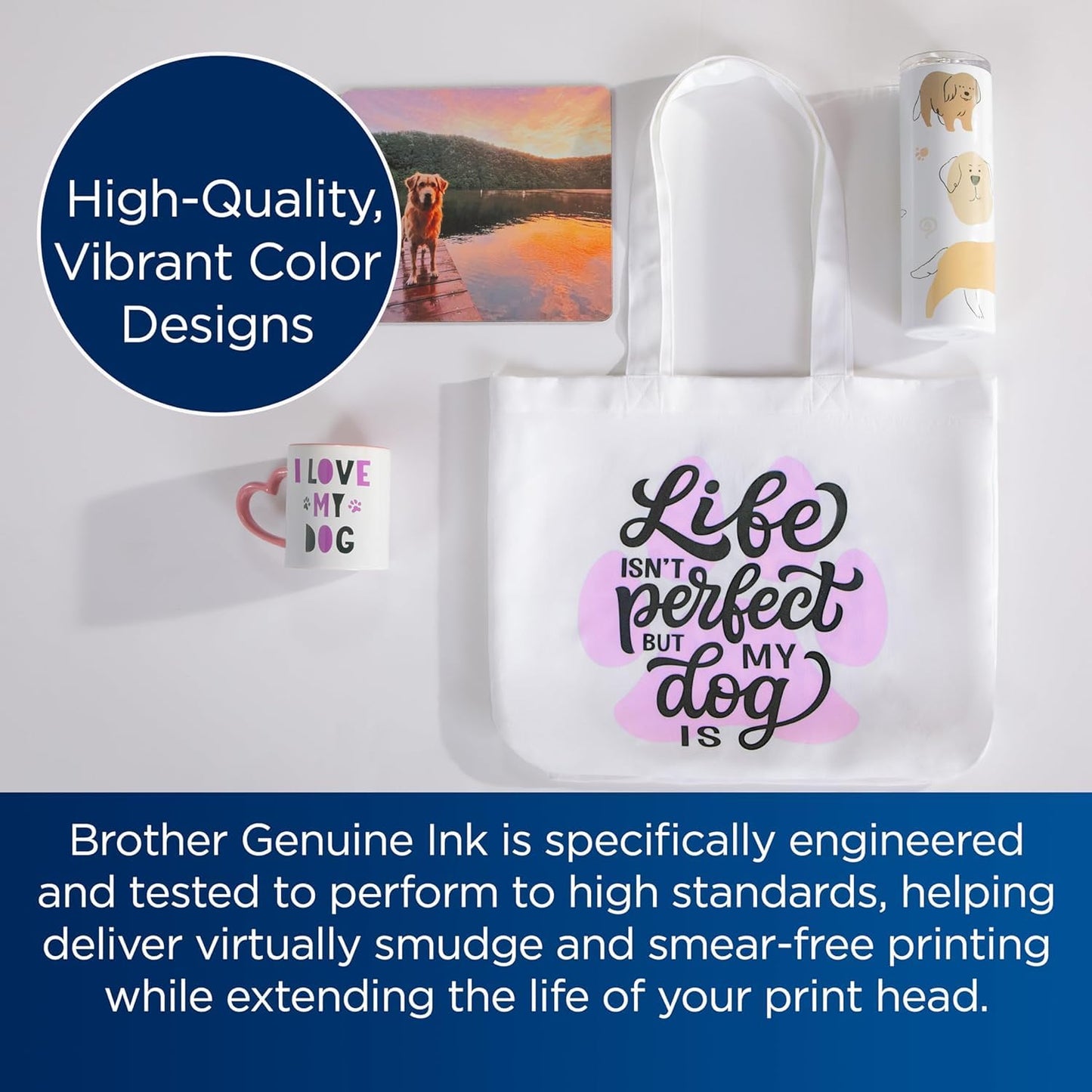 Brother Sublimation Printer, 4-Color Sublimation Ink Cartridges and 100 Sheets Sublimation Paper