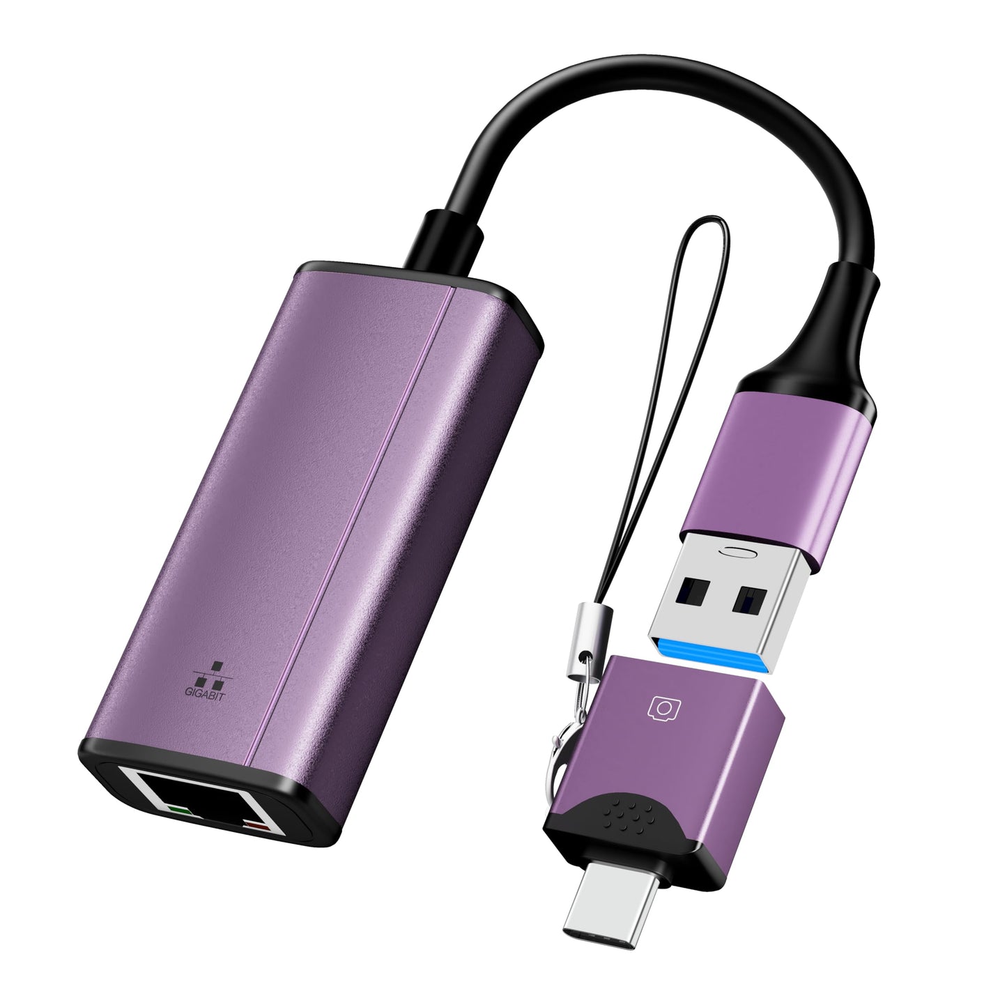 IVSHOWCO USB C to Ethernet Adapter, 2 in 1 USB 3.0 & USB-C to RJ45 Network Adapter,1000Mbps Gigabit LAN Converter with Aluminum Shell,Plug and Play