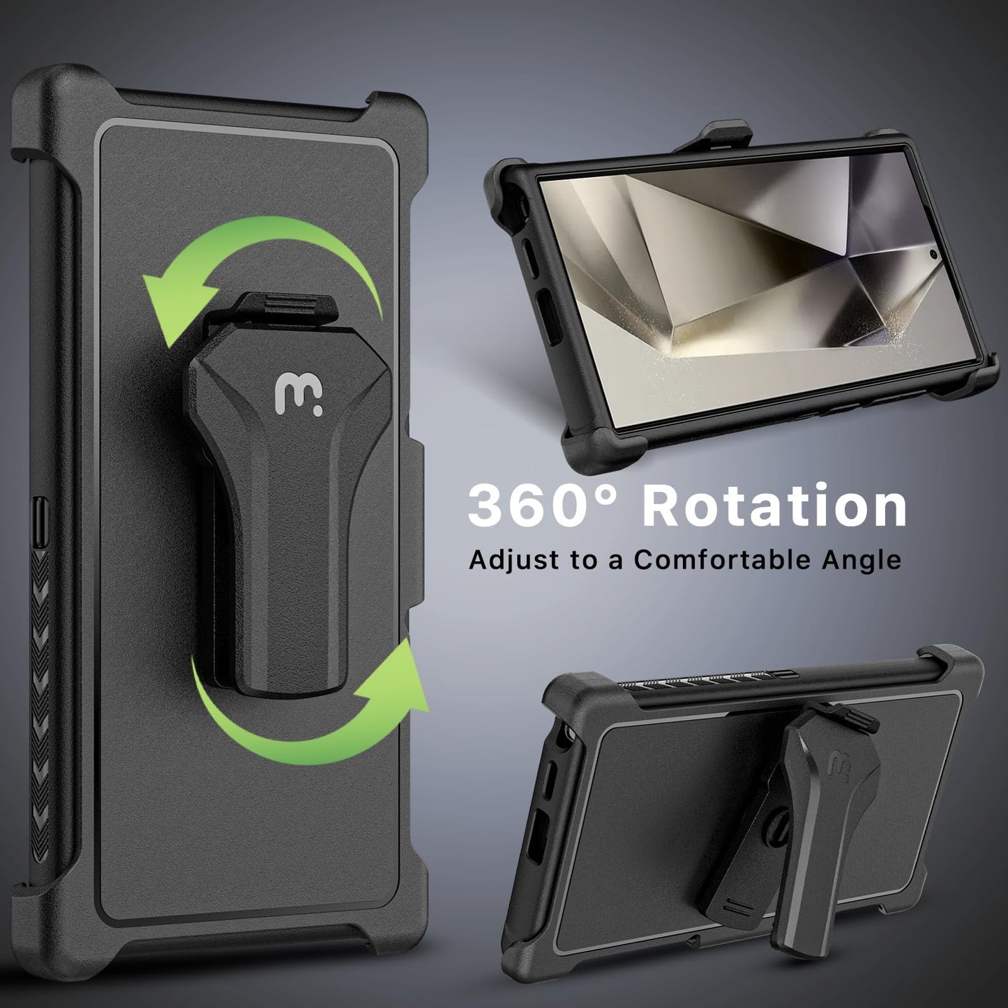 M MYBAT PRO for Samsung Galaxy S24 Ultra Case with 360° Rotating Stand