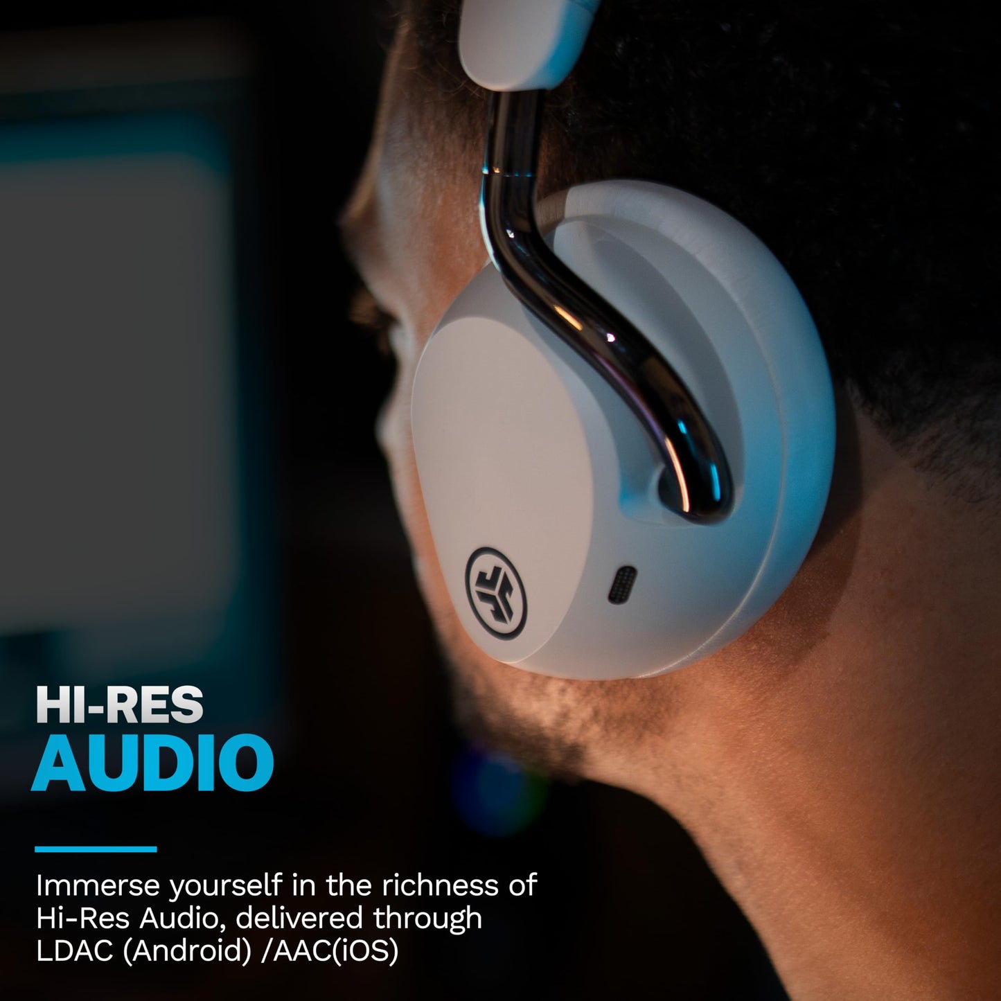 JLab Epic Lux Lab Edition ANC Wireless Headphones, Cloud White, 90+ Hours of Playtime, Adaptive ANC & Be Aware Mode, Hi-Res Audio, Lab Spatial Audio…