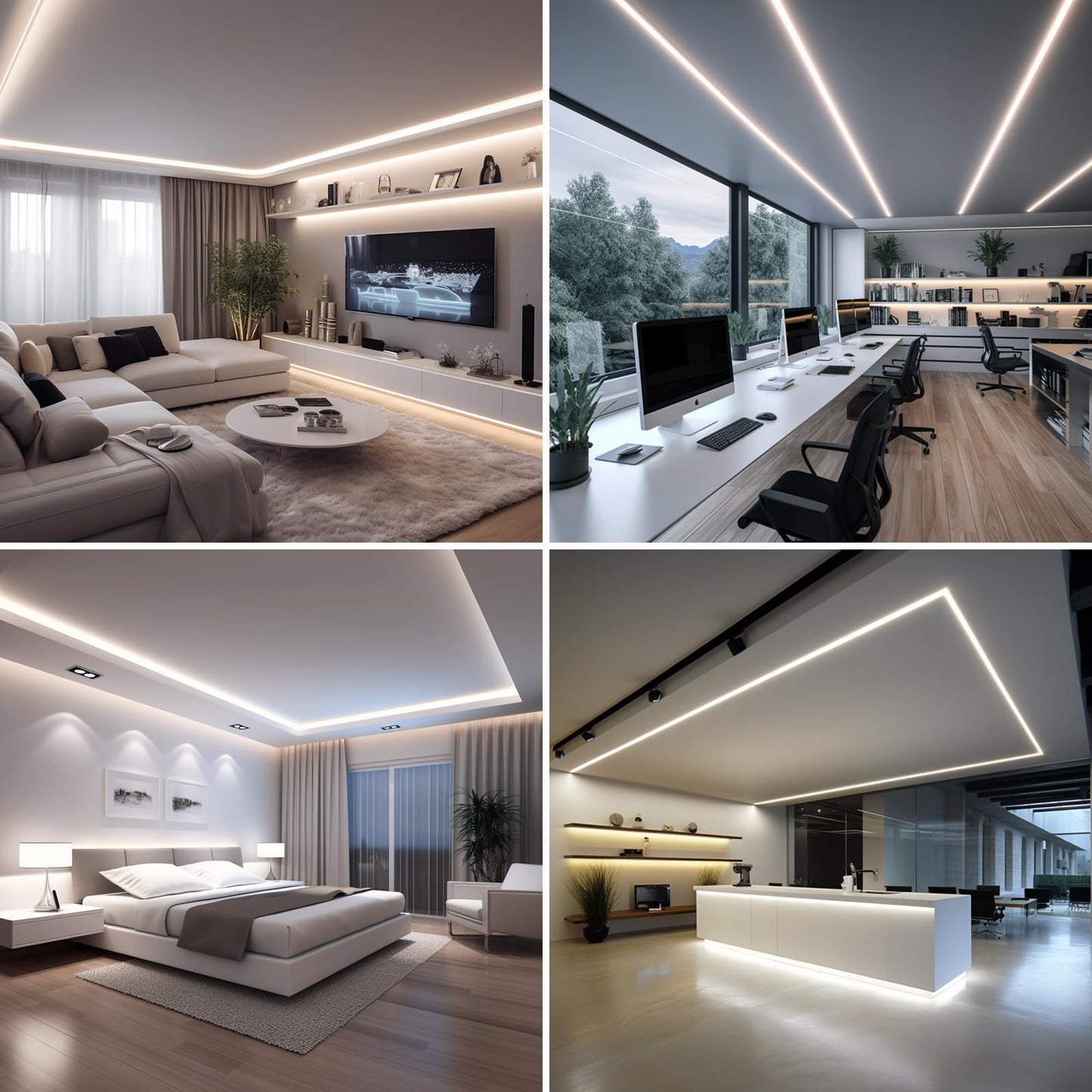BENLUN 24V LED Strip Light Kit 65.6ft (2 Rolls of 32.8ft), 4000K Natural White Cuttable LED Tape Lights, SMD 2835 300W with Power Supply for Bedroom