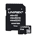 Unirex MSD-082 MicroSD Card with SD Adapter, Works With Any Product with MicroSD or SD Card Slot, 8GB, Class 4