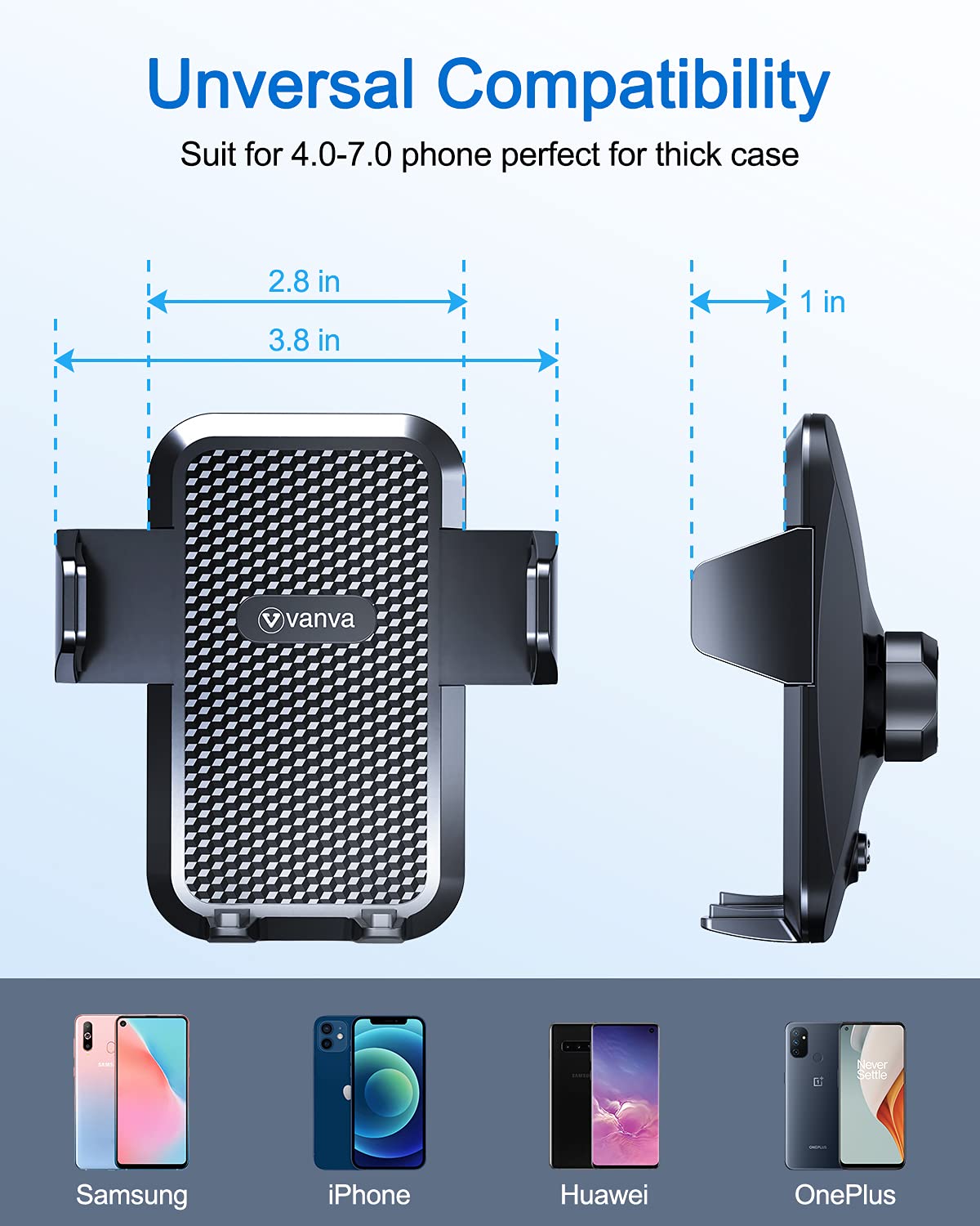 vanva Universal Air Vent Car Mount, [ Big Phones & Thick Case Friendly ] Cell Phone Holder for Car Hands Free Clamp Cradle Vehicle fit for All Apple