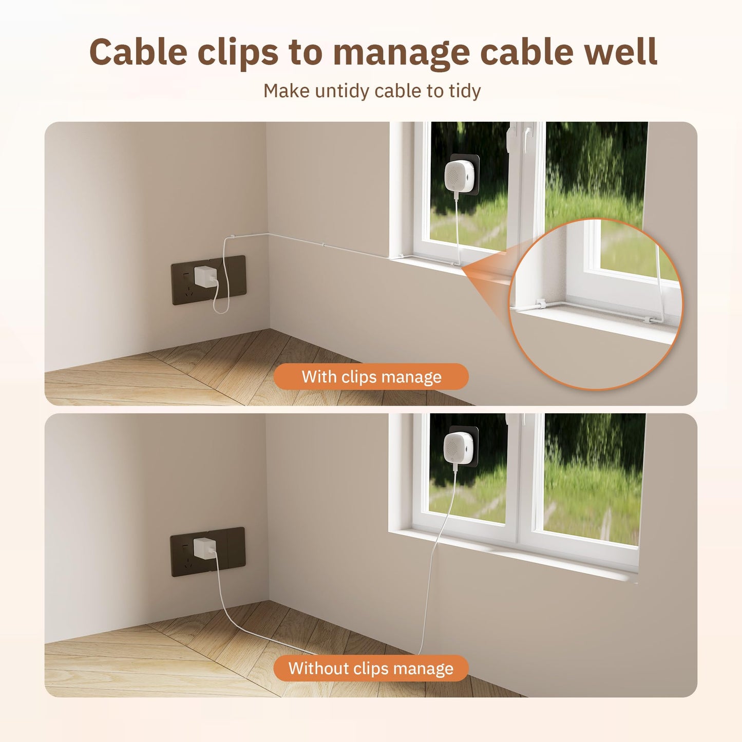 Girafit Window Camera Accessory Kit with 4 Mounting Stickers, 20 Cable Clips, Easy to Install, Tear Off Cleanly